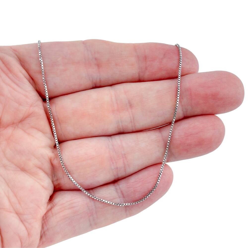 Vintage Sterling Silver 925 Box Chain Necklace 18 inch